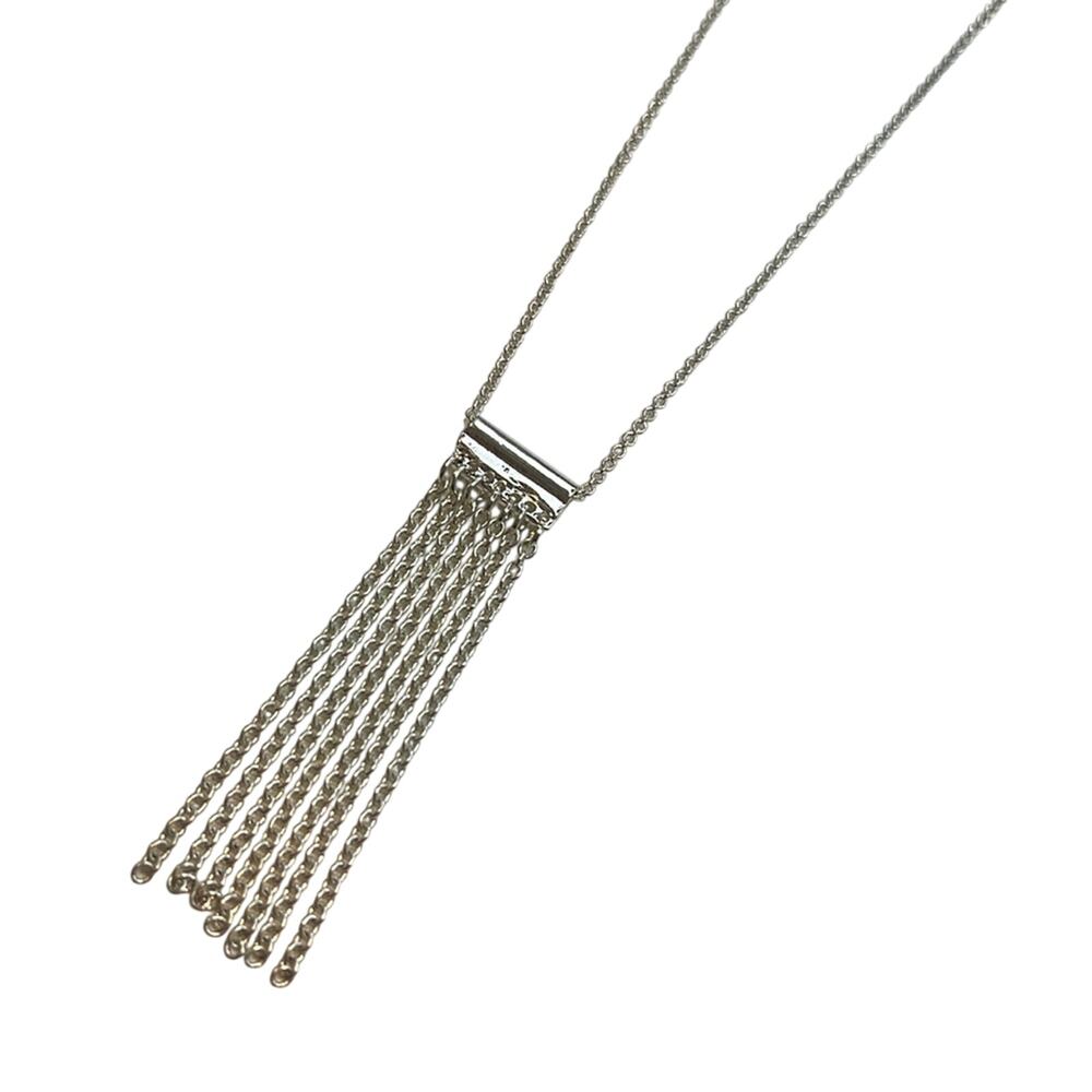 Touch of Silver Long Chain Necklace w/ Chain Fringe Accents, NWT!